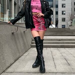 Guess Pink Snake Print Mini Skirt